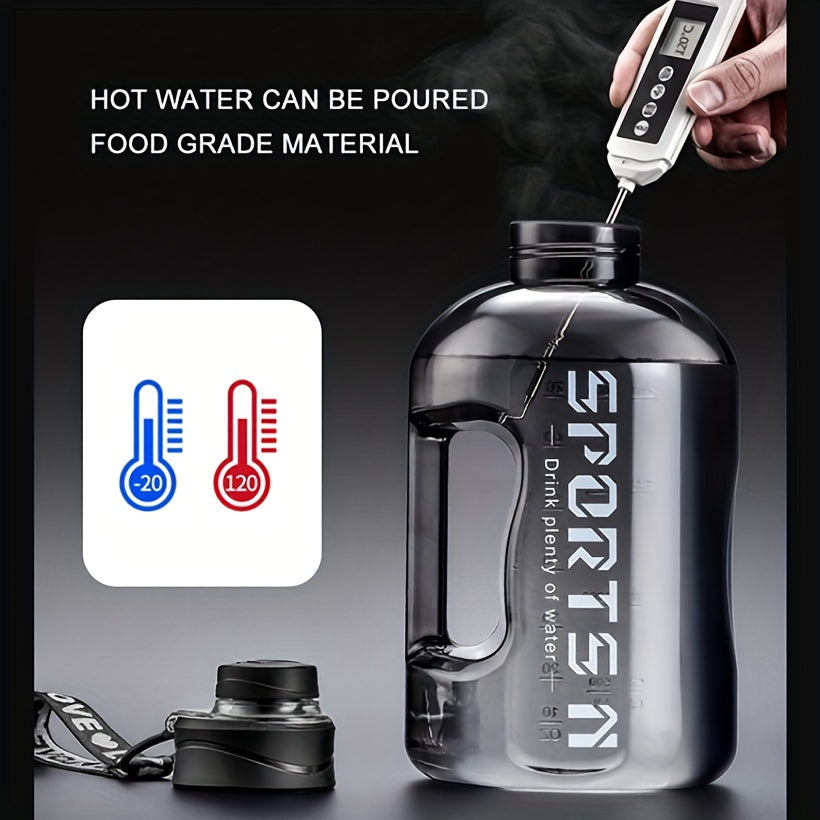 1700ml Durable PC Material Portable Water Bottle with Precise Scale - Ideal for Outdoor Sports, Fitness, Cycling & Gym Workouts - Black