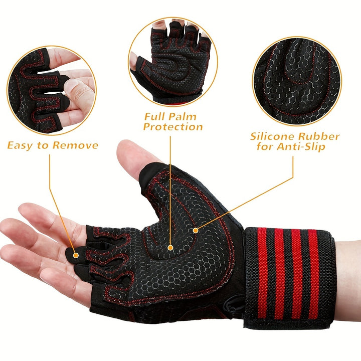 Maximum Protection & Comfort: Ventilated Weight Lifting Gloves for Men & Women - Wrist Wrap, Full Palm Protection & More!