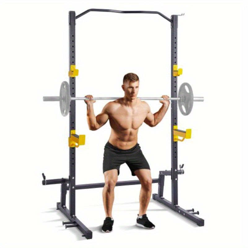 Adjustable Heavy-Duty Metal Power Rack - Squat Stand with Barbell Support, Ideal for Home Gym Weight Training, No Electricity Needed, Durable Construction, Gym Accessories