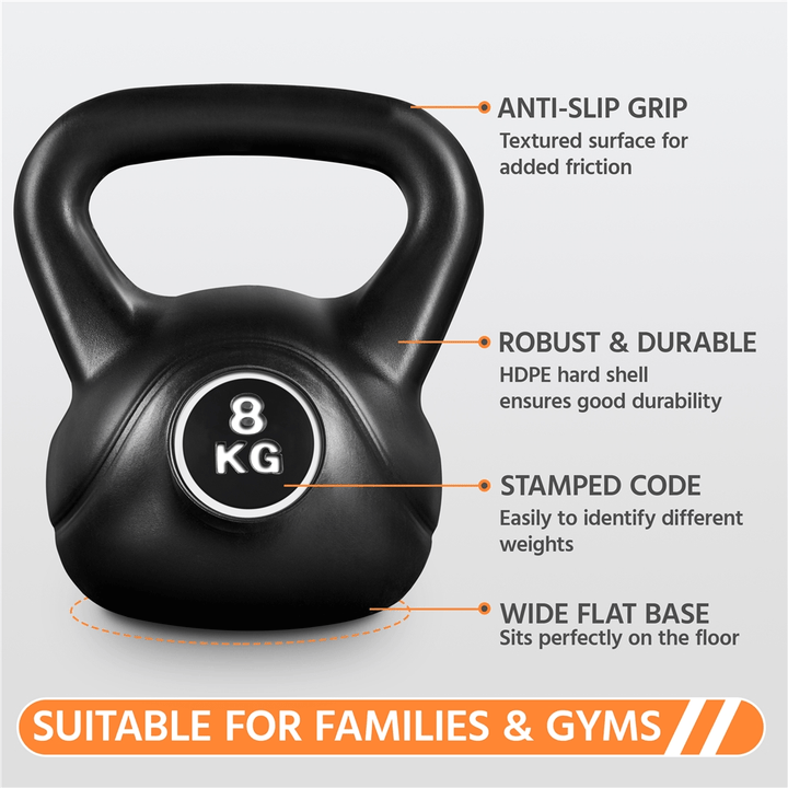 Yaheetech 6kg/8kg/12kg Kettlebell HDPE Coated Kettle Bells for Home Gym Fitness Workout Bodybuilding Weight Lifting