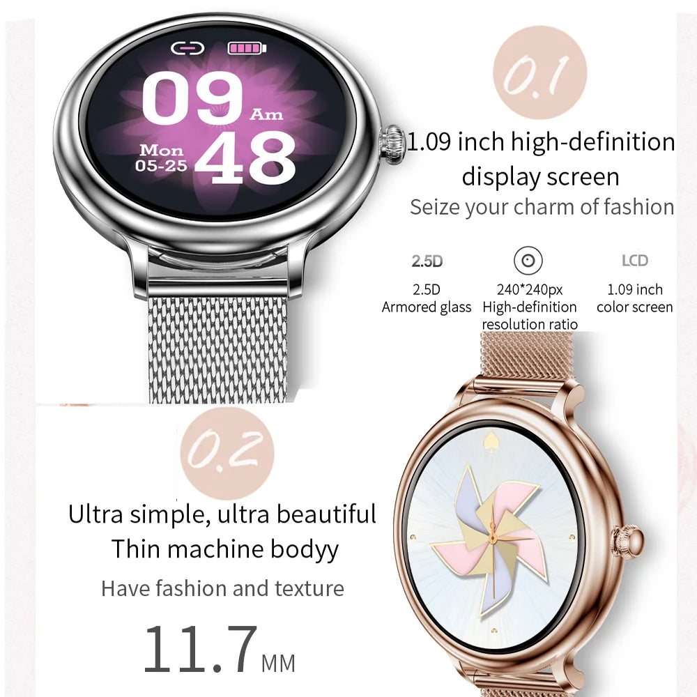 Brand Fashion Women Smart Watch, IP68 Waterproof Fitness Bracelet with Heart Rate Monitor, Luxury Smartwatch for Women