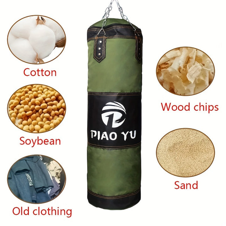 1pc PIAO YU Durable Canvas Sandbag for Karate & Kickboxing - 59.94cm to 149.86cm Adjustable, Versatile for Home Gym Use with, Wood Chips, Soybean & Sand Filling Options