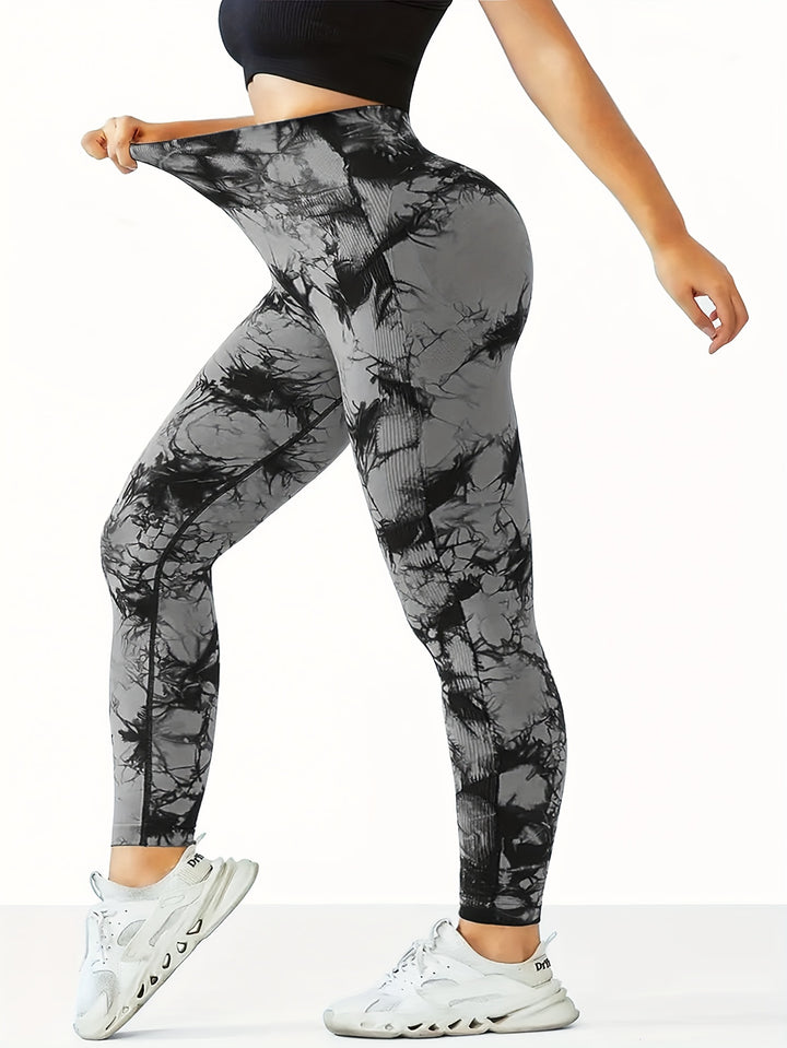 6pcs, Seamless Tie-dye Yoga Trousers, Women's High Waist Tighs, For Fitness And Workout, Women's Clothing