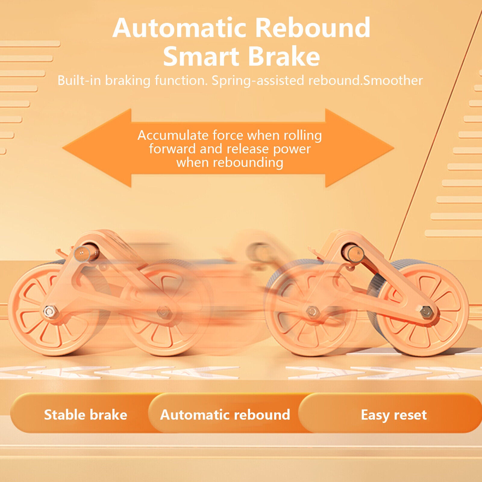Abdominal Wheel Automatic Rebound Elbow Support Anti-Slip Fitness AB Roller Trai