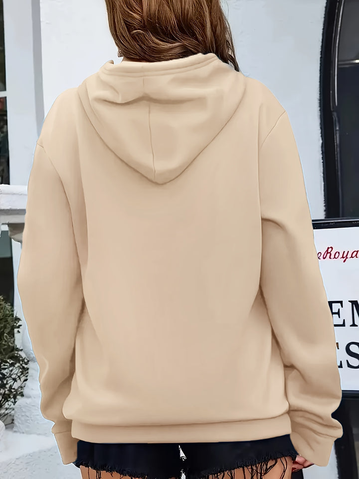 Women's Fashion Hoodie with Geometric Print - Cozy Polyester, Drawstring Detail, Machine Washable - Perfect for Fall/Winter