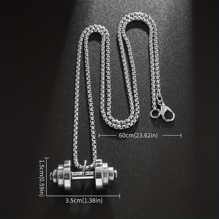 High Quality Sporty Stainless Steel Dovetail Cross Pattern Dumbbell Pendant Necklace Men Women Classic Fitness Leisure Jewelry