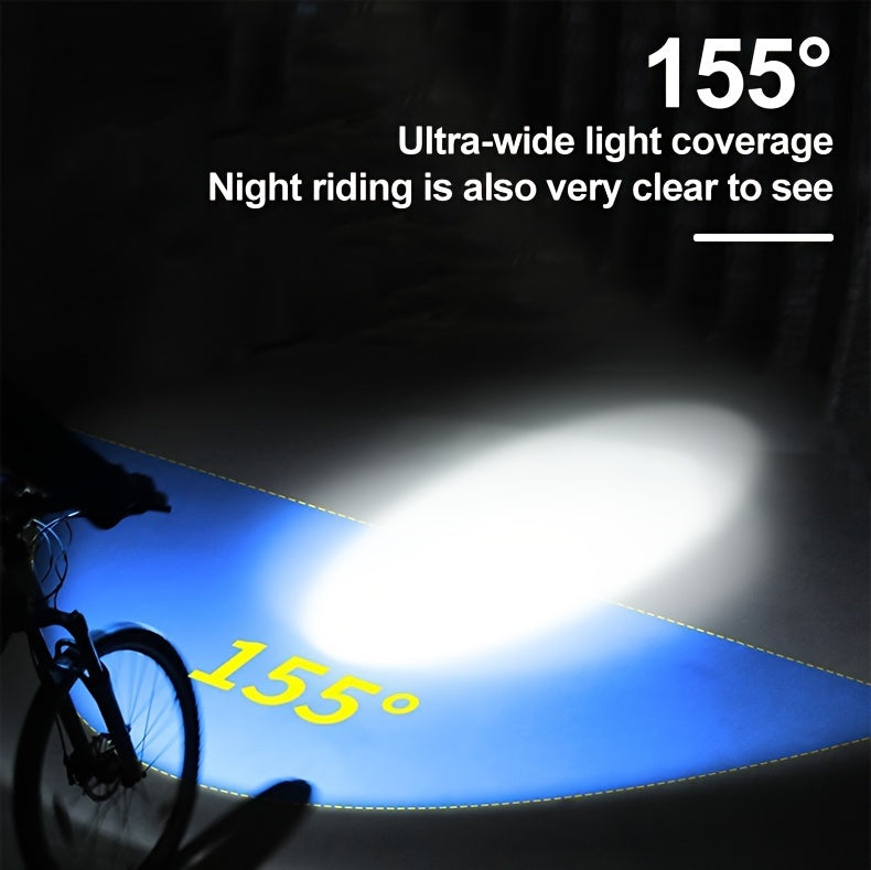 Rechargeable Bike Headlight with 120dB Horn - USB-C, LED Front Light for MTB & Road Bikes, 3 Modes