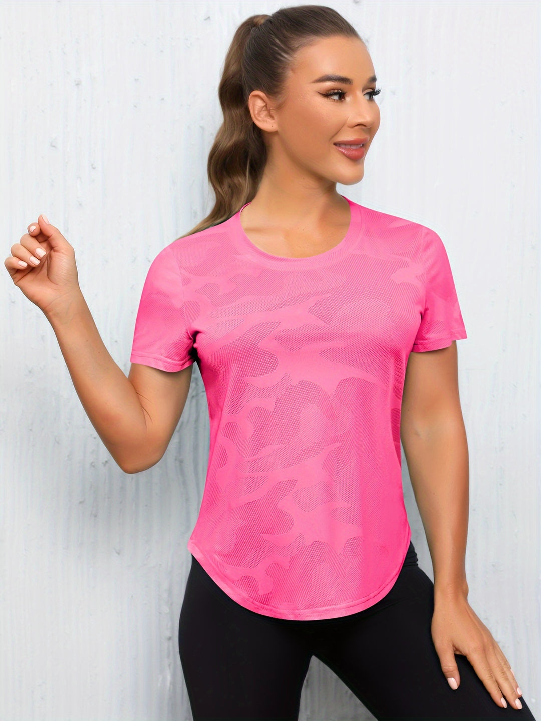 Women's Breathable Sports T-Shirt, Short Sleeve Yoga Fitness Running Top, Casual Active Wear