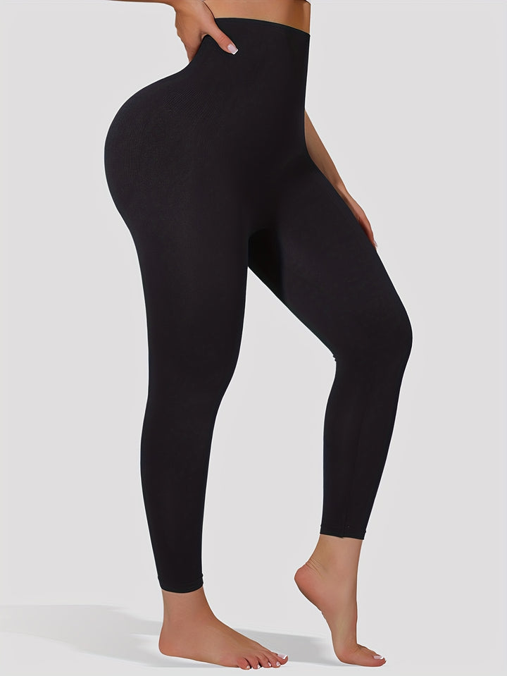 High-Waist Tummy Control Yoga Leggings - Stretchy, Butt Lifting Workout Pants for Women, Breathable Nylon Blend, Perfect for Spring/Summer/Fall