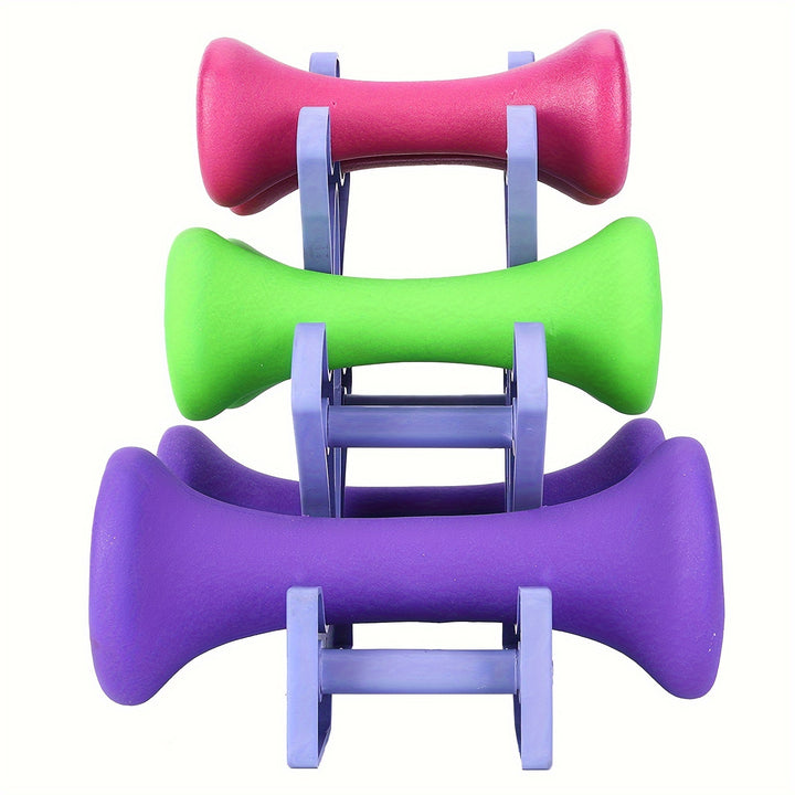 6pcs Fitness Weights Dumbbells With 1pc Holder Rack, Suitable For Bodybuilding, Fitness Exercise, Strength Training Pink-907.18g Green-1.36KG Blue-2.27KG