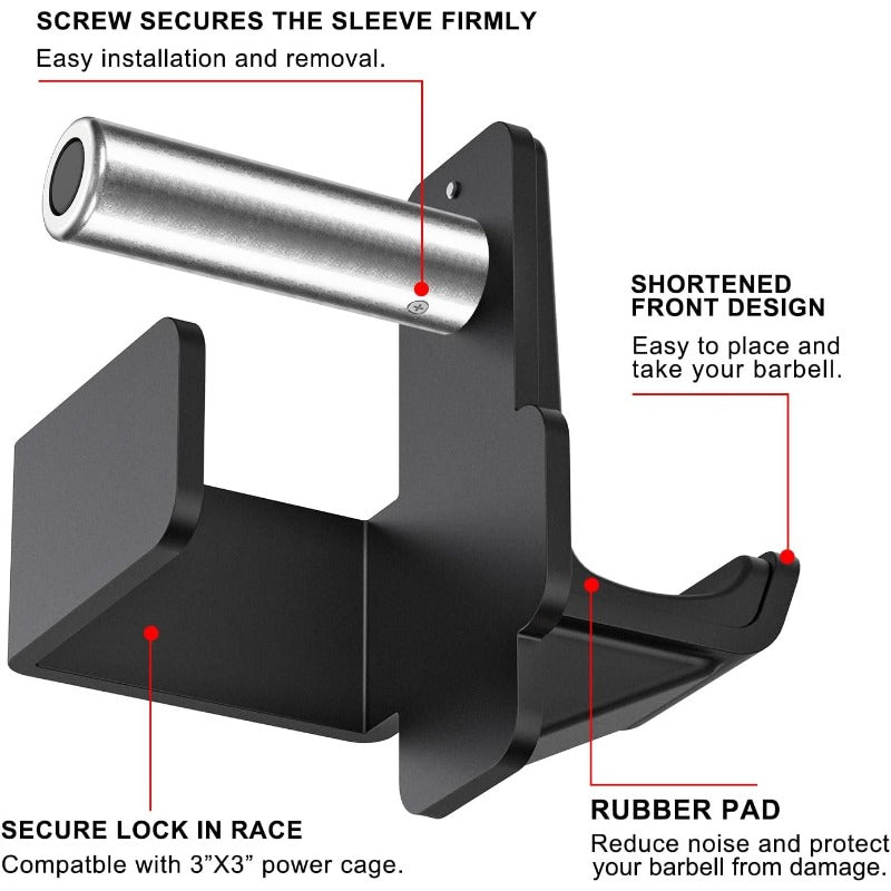 Hole - Bottom Reinforced Steel Hooks with Rubber Pads - Heavy Duty Power Rack Attachments - Squat Rack Accessories for Strength Training