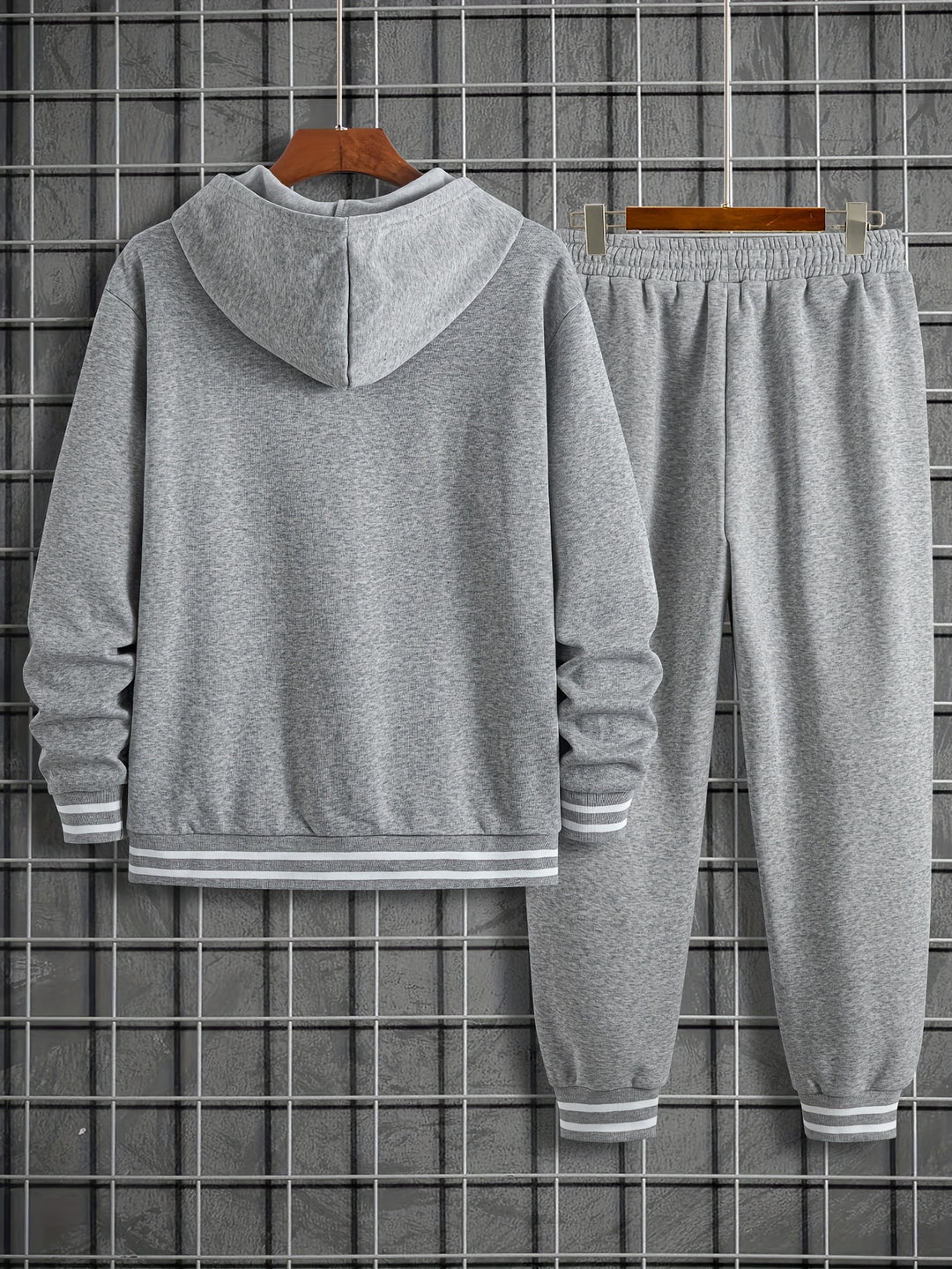 Men's Casual Sportswear Set - Printed Hoodie & Joggers, Polyester Blend, Machine Washable - Perfect for Fall/Winter