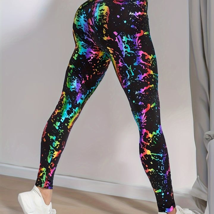 Women's High Waisted Workout Leggings, Yoga Pants With Random Print Sportswear