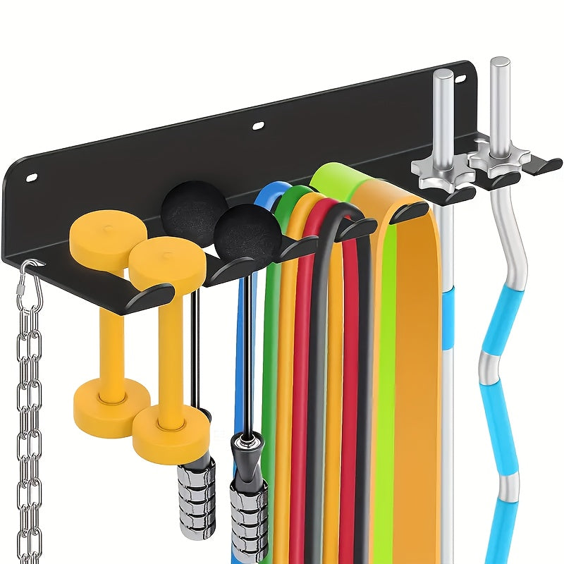 Versatile Fitness Dumbbell Storage Rack - Wall-Mounted Organizer for Resistance Bands, Jump Ropes, Weight Belts & Barbell Chains