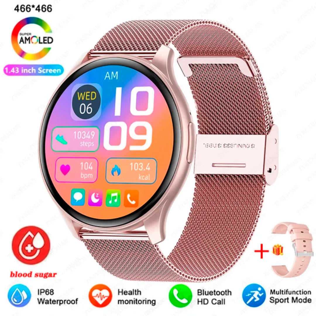 1.43 Inch AMOLED Smart Watches Women Bluetooth Call Sports Fitness Tracker Blood Men Smartwatch For Android IOS