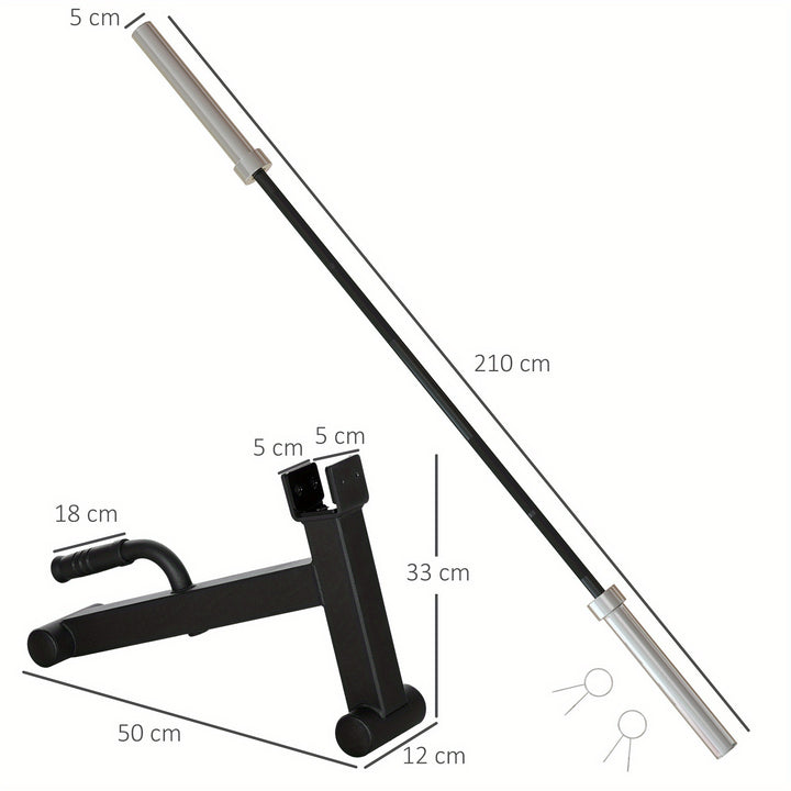 SPORTNOW 210cm Curl Bar and Barbell Set, Barbell Bar for 5cm Weight Plates for Loading 200kg Weight Plates, for Home Gym Weight Training