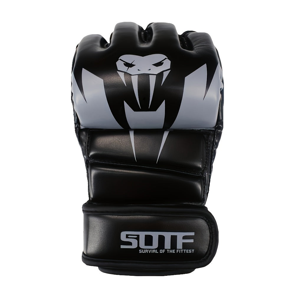 1pair Half Finger Boxing Gloves, MMA Fight Training Protective Gear