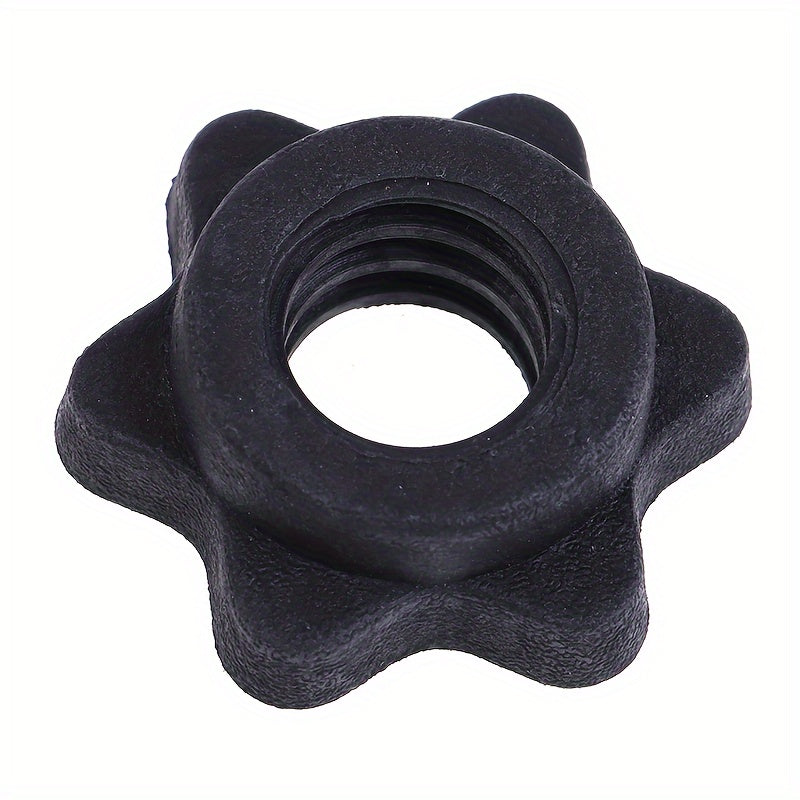 1pc High-Quality Plastic Dumbbell Hex Nut - Secure Spinlock Collar for Barbells & Training Bars, Black Star-Shaped Design with Central Hole