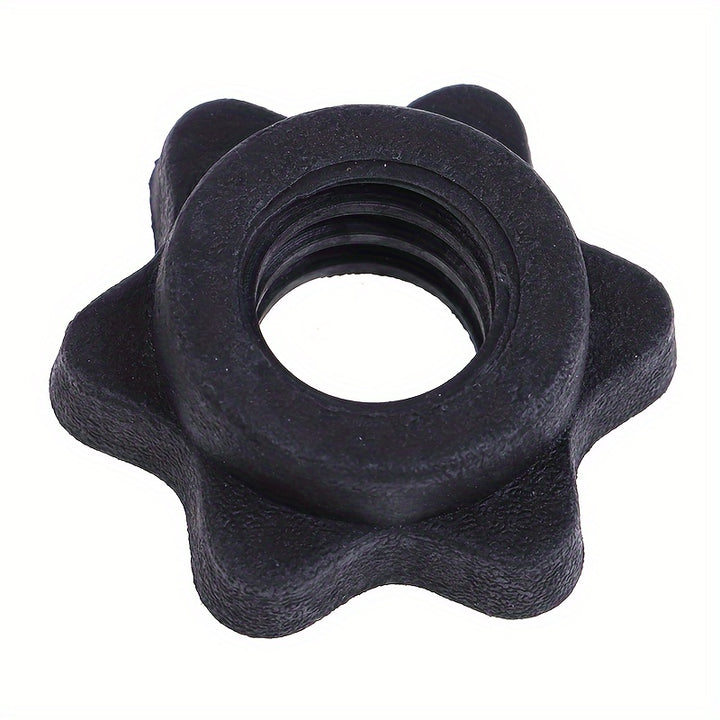 1pc High-Quality Plastic Dumbbell Hex Nut - Secure Spinlock Collar for Barbells & Training Bars, Black Star-Shaped Design with Central Hole