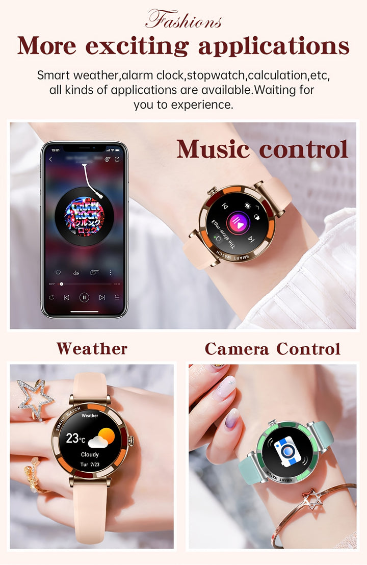 TIZOOP Smart Watch for Women, 3.23cm HD Round Touch Display, IP67, 290mAh Rechargeable Battery, Silicone Band, Digital Round Case, Wireless, 100+ Sports Modes, Pedometer, Fitness Tracker, Answer & Make Calls, Message Notifica