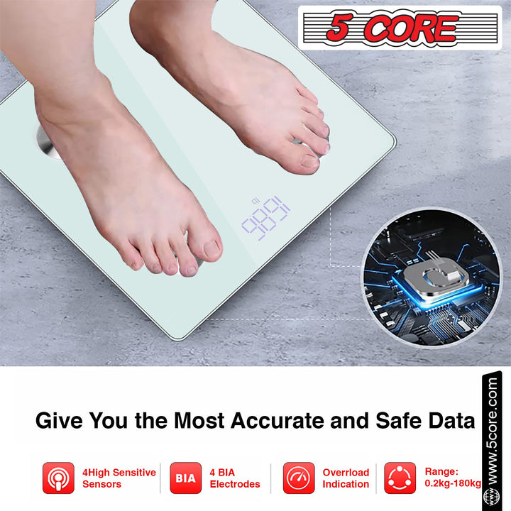 5 Core Bathroom Smart Scale for Body Weight Accurate BLuetooth Digital