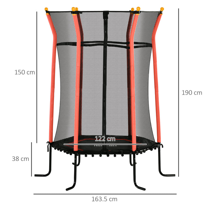 HOMCOM 5.2 FT/ 63 Inch Kids Trampoline With Enclosure Net Mini Indoor Outdoor Trampolines for Child Toddler Age 3- 10 Years Red