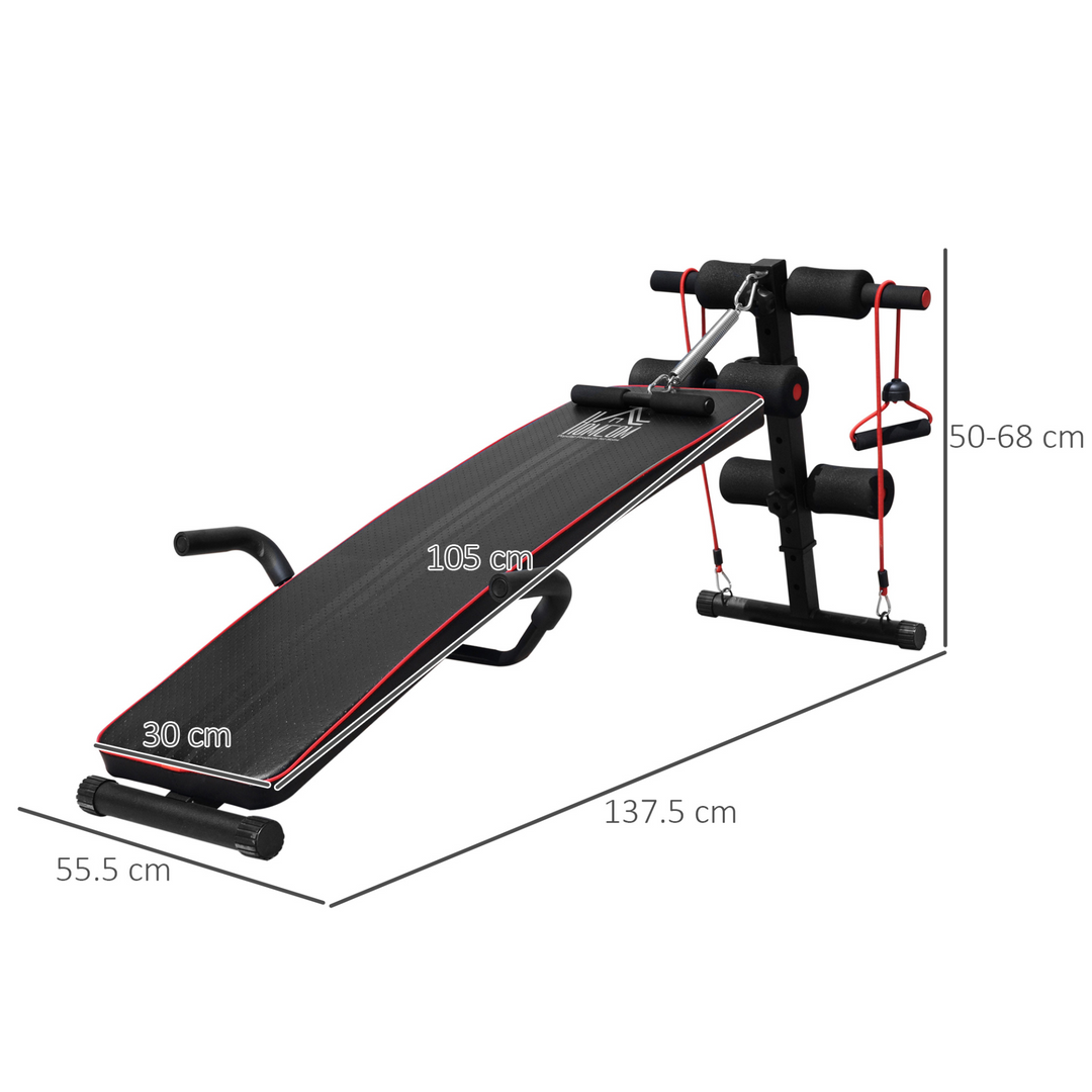 HOMCOM Sit Up Bench Core AB Workout Fitness Excercise Machine Adjustable Thigh Support Home Gym Black