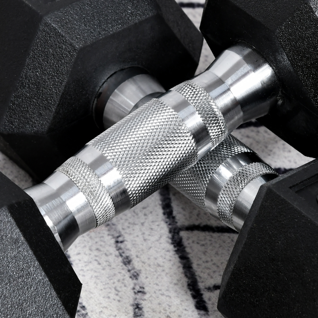 HOMCOM Rubber Dumbbell Sports Hex Weights Sets Home Gym Fitness Hexagonal Dumbbells Kit Weight Lifting Exercise (2 x 6kg)