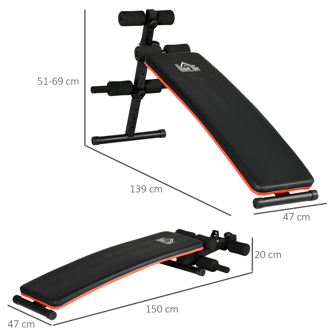 HOMCOM Sit Up Bench Core Workout Adjustable Thigh Support Foldable For Home Gym Exercise Black