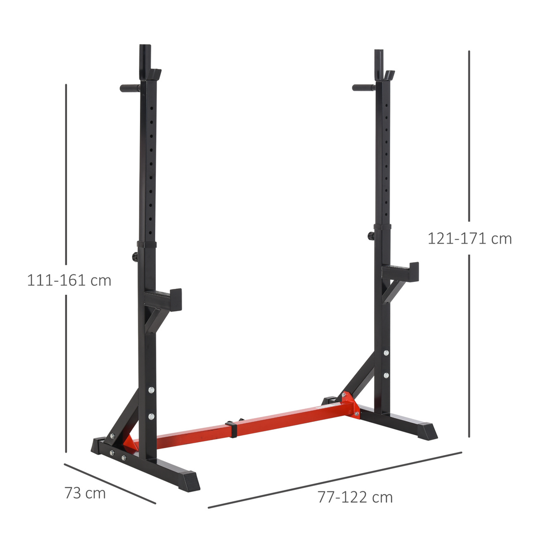 HOMCOM Barbell Rack Squat Dip Stand Weight Lifting Bench Press Home Gym Adjustable Multi-Use Station Fitness Workout Equ