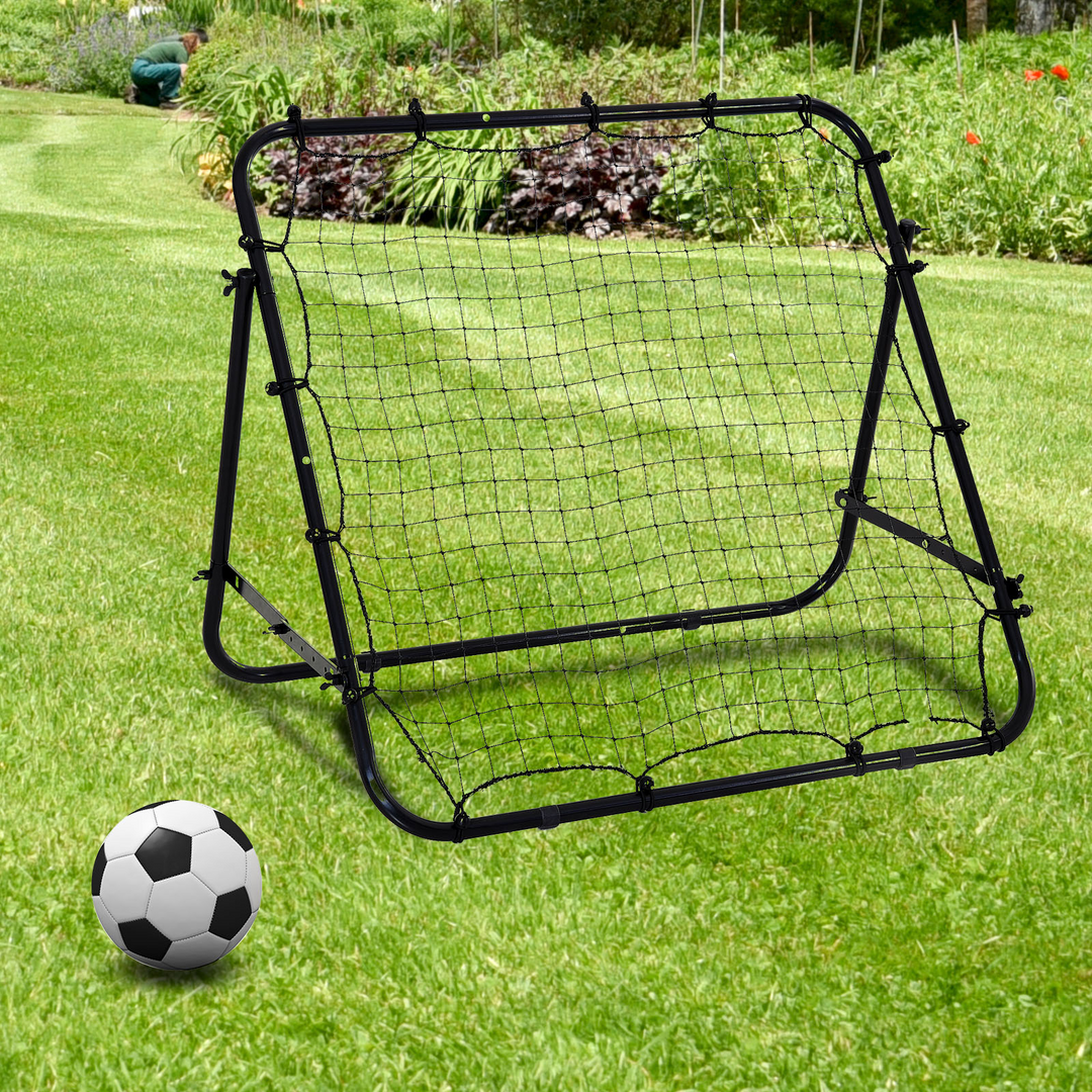 HOMCOM Rebounder Net Kickback Target Goal Teens Adults Training Aid Multi-Sports Practice Adjustable Black