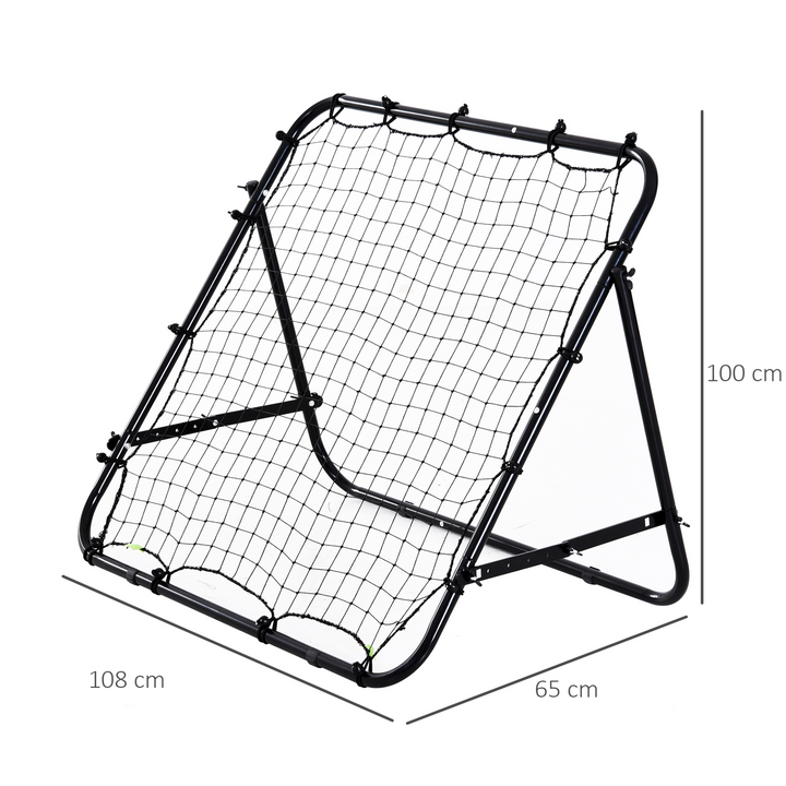 HOMCOM Rebounder Net Kickback Target Goal Teens Adults Training Aid Multi-Sports Practice Adjustable Black