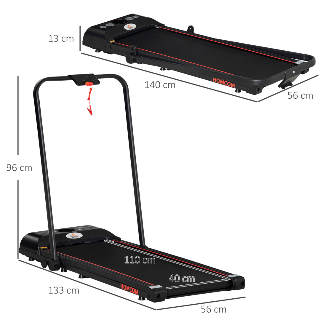 HOMCOM Foldable Walking Treadmill Aerobic Exercise Machine w/ LED Display, for Home, Office, Fitness Studio, Training Room