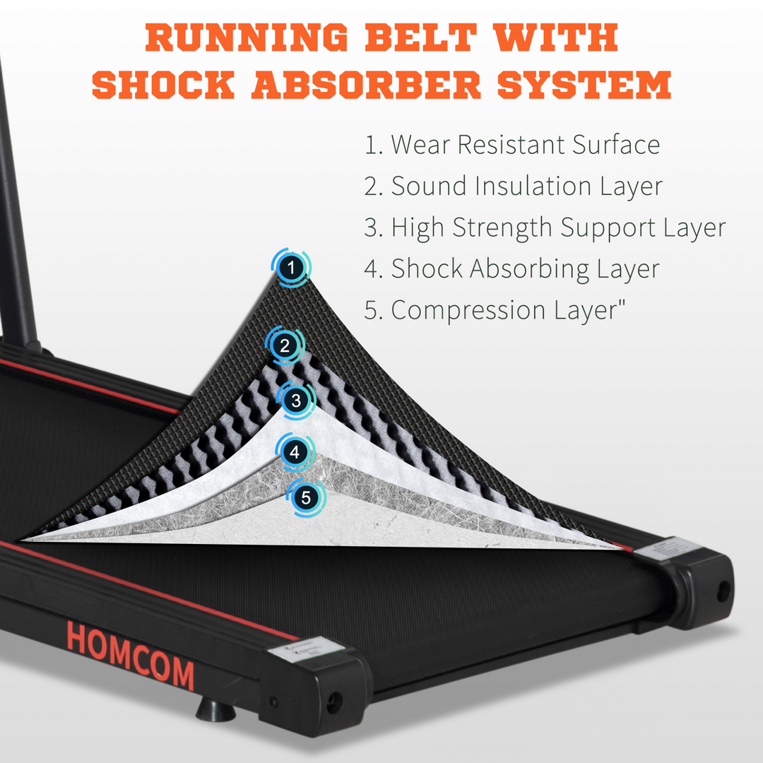 HOMCOM Foldable Walking Treadmill Aerobic Exercise Machine w/ LED Display, for Home, Office, Fitness Studio, Training Room