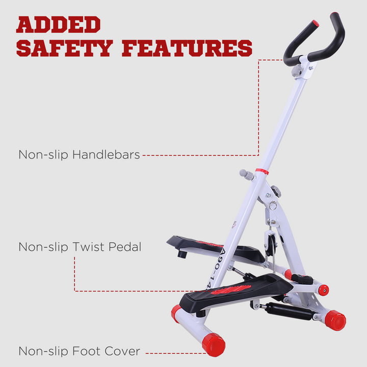 HOMCOM Foldable Step Machine, Height Adjustable Stepper w/ LCD Display and Handlebar, Twister Steppers for Exercise Workout Home Gym Office