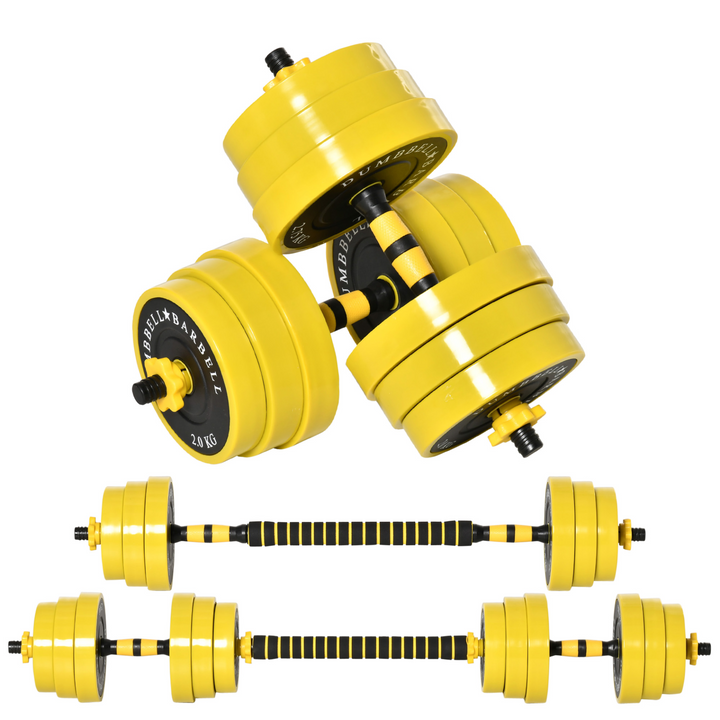 HOMCOM 30KG Dumbbell & Barbell Adjustable Set Plate Bar Clamp Rod Home Gym Sports Area Exercise Ergonomic