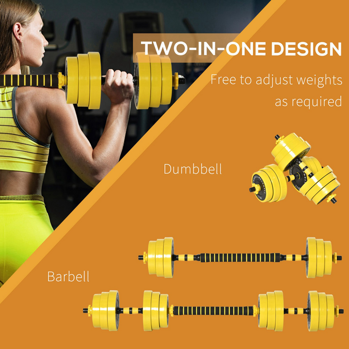 HOMCOM 30KG Dumbbell & Barbell Adjustable Set Plate Bar Clamp Rod Home Gym Sports Area Exercise Ergonomic