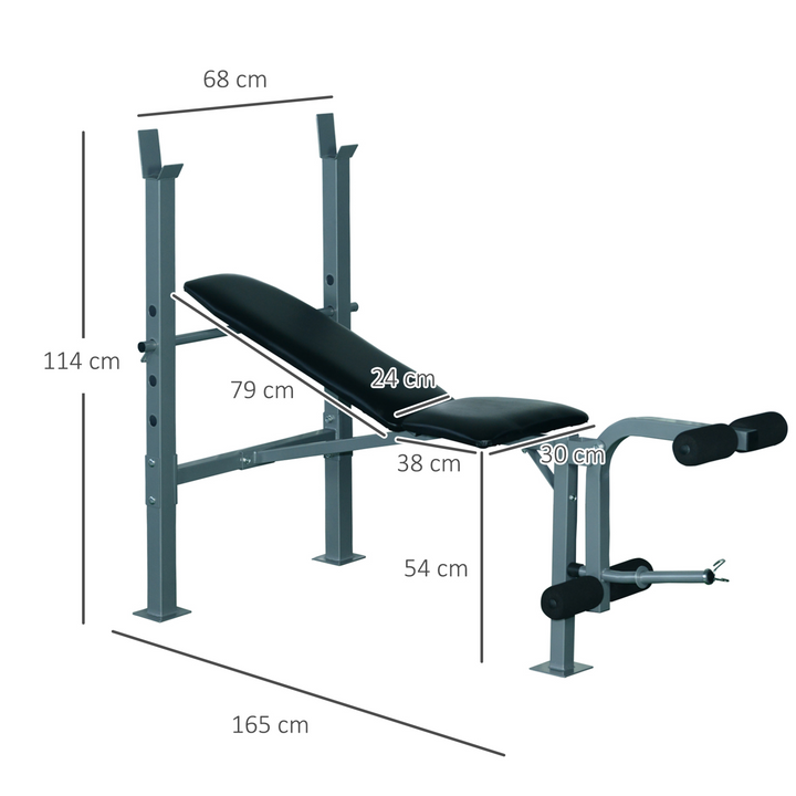 HOMCOM Heavy Duty Adjustable Multi Gym Chest Leg Arm Weight Bench w/4 Incline Postions - Black/Silver