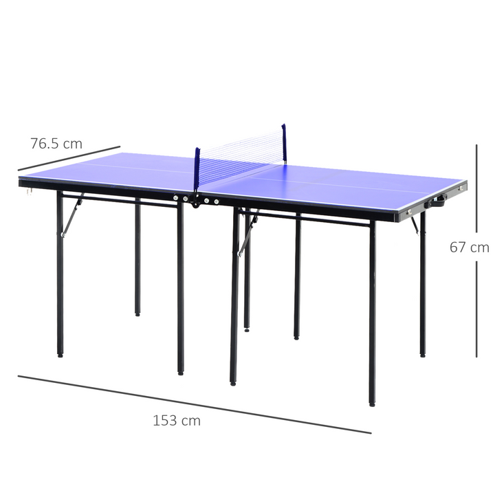 HOMCOM Folding 5ft Mini Compact Table Tennis Top Ping Pong Table Set Professional Net Games Sports Training Play Blue