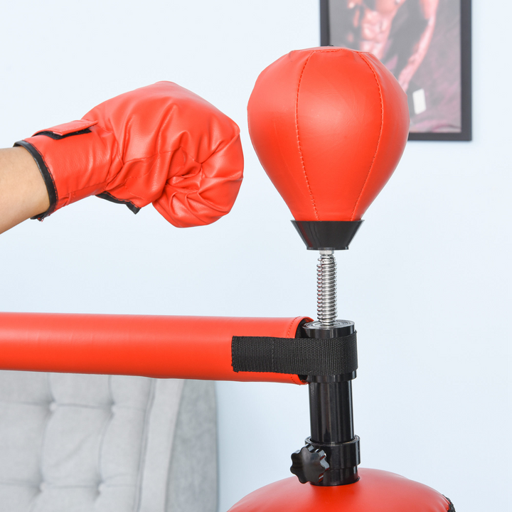 HOMCOM 3-IN-1 Freestanding Boxing Punch Bag Stand with Rotating Flexible Arm, Speed Ball, Waterable Base