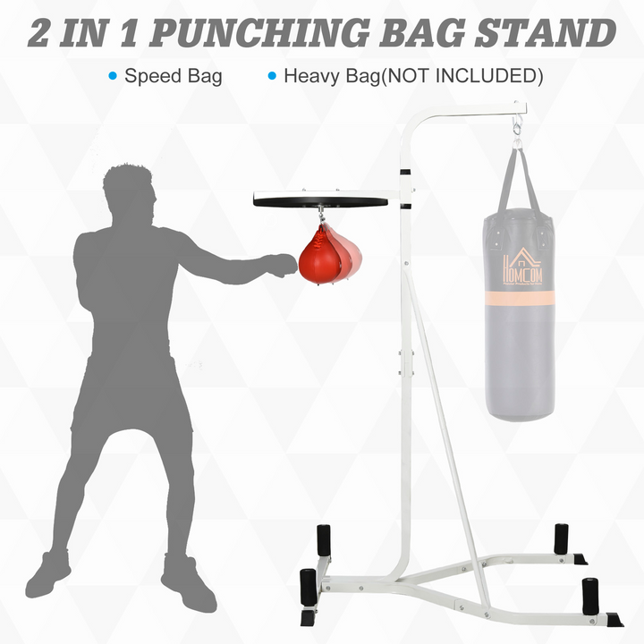 HOMCOM Freestanding Boxing Punch Bag Hanger & Speed Ball Station Platform Hanging Frame Home Gym