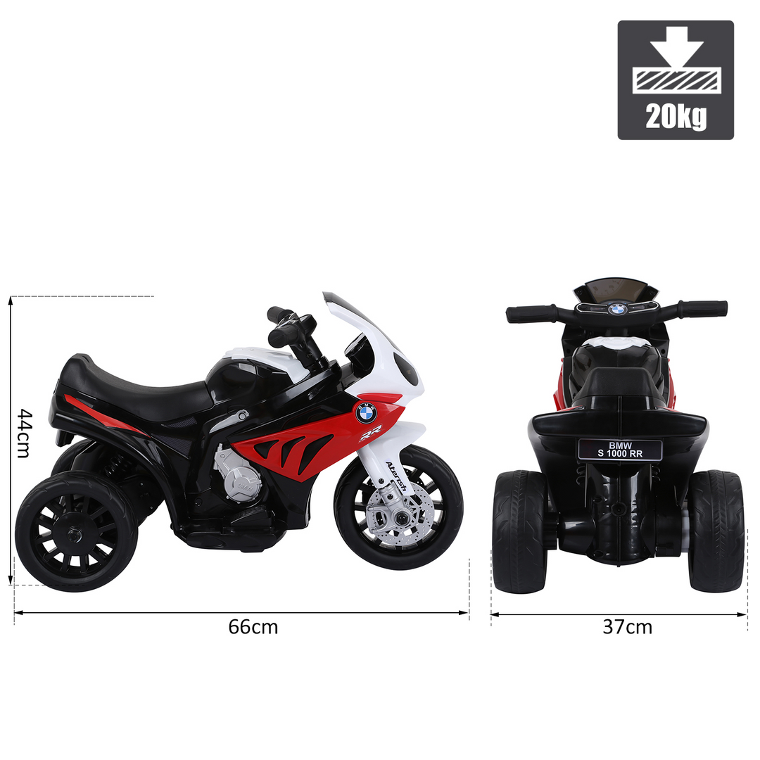 HOMCOM Compatible for Kids 3 Wheel Electric Motorbike Ride on Motorcycle w/ Headlights Music Battery Powered Play Bike 6V Red BMW S1000RR