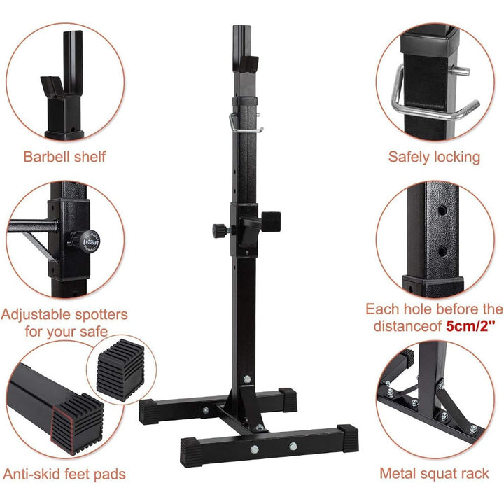 Squat Rack Heavy Duty Barbell Rack Adjustable Weight Lifting Bar Rack Dip Stand Weight Bench Press Rack Support Squat Stands For Home Gym Weight Lifting Equipment Max Load 249.48 KG