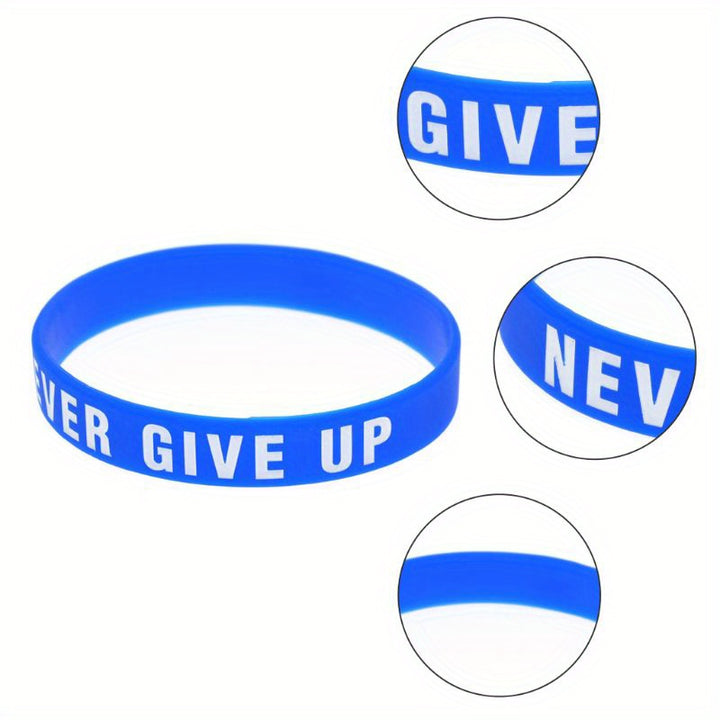 "Never Give Up" Motivational Silicone Bracelets Rubber Band Sports Wristbands Jewelry Inspirational Bracelets Gifts