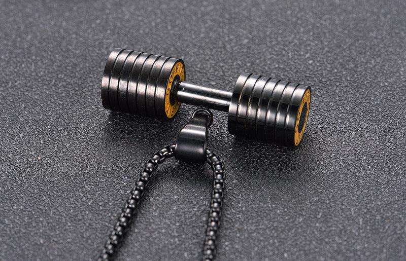 1pc Men's Steel Fitness Dumbbell Necklace Pendant, Fashion Sports Necklace