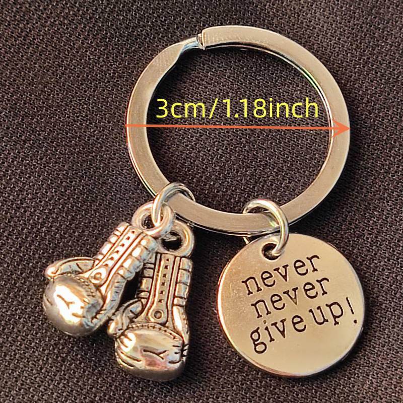 1pc Mini Boxing Gloves Keychain, Never Give Up Keychain Sports Sports Keychain, Friend Gift Keychain