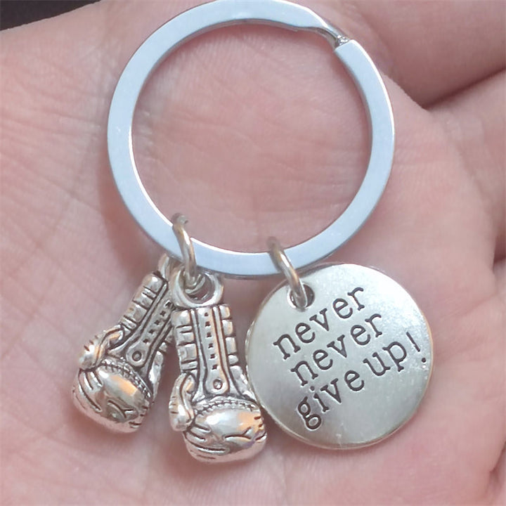 1pc Mini Boxing Gloves Keychain, Never Give Up Keychain Sports Sports Keychain, Friend Gift Keychain