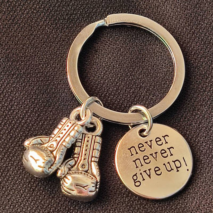 1pc Mini Boxing Gloves Keychain, Never Give Up Keychain Sports Sports Keychain, Friend Gift Keychain