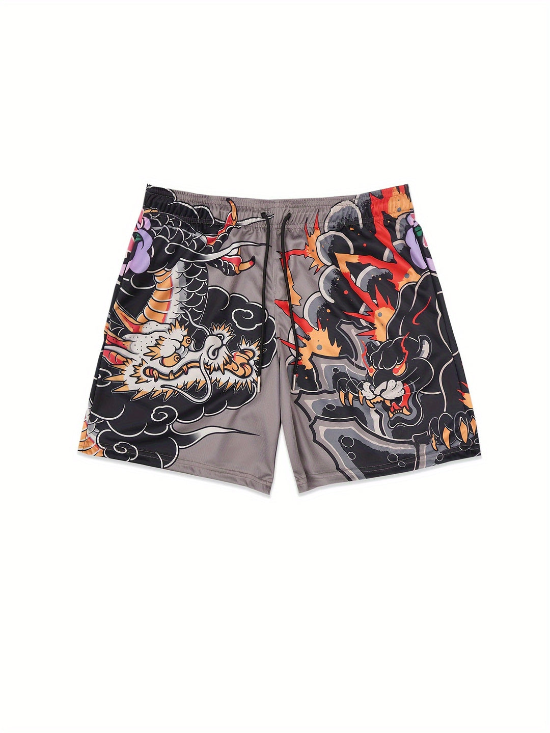 [Popular Choice] Men's Breathable Mesh Sports Shorts for Fitness and Basketball Training, Cartoon Pattern, Polyester, Pockets