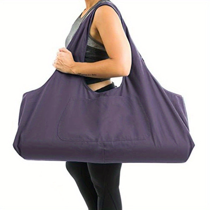 Large Capacity Canvas Tote Bag, Non-Waterproof, Multi-Purpose Shoulder Bag with Zipper Pocket, Versatile for Yoga Mat, Gym, Daily Use, Black/Grey/Purple, 10-19L Storage Organizer